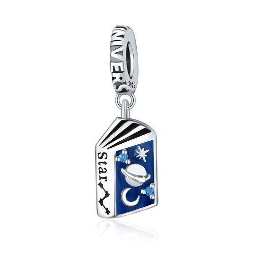 Kék borítós Könyv ezüst függő charm