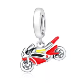 Motorbicikli ezüst függő charm