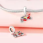 Motorbicikli ezüst függő charm