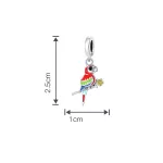 Színes Papagáj ezüst függő charm