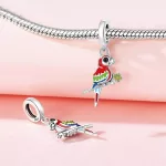 Színes Papagáj ezüst függő charm