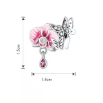 Rózsaszín orchidea pillangóval ezüst charm