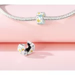 Köves pillangós mintás ezüst charm