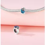 Nagy kék pillangós ezüst spacer charm