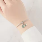 Négylevelű lóhere és patkó ezüst függő charm