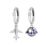 Repülőgép és Föld Bolygó ezüst fülbevaló