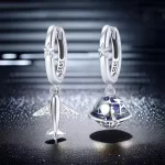 Repülőgép és Föld Bolygó ezüst fülbevaló