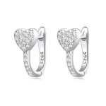 Köves szív kapcsos ezüst fülbevaló