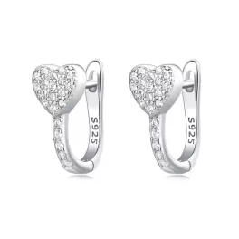 Köves szív kapcsos ezüst fülbevaló