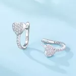 Köves szív kapcsos ezüst fülbevaló
