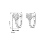 Köves szív kapcsos ezüst fülbevaló