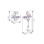 Lila rózsaszín pillangó felemsás díszítéssel ezüst fülbevaló