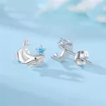 Bálna tengeri csillaggal ezüst fülbevaló