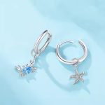 Tengeri csillag és rák felemás ezüst fülbevaló