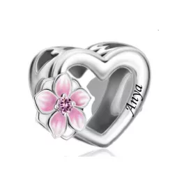 Anya feliratos szív alakú virágos ezüst charm 