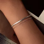 Állítható méretű ezüst karkötő Lapos hagyományos kapoccsal 15-21 cm hosszú
