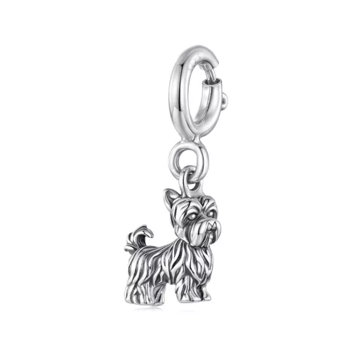 Yorkshire terrier charm – patentkapcsos ezüst kiskutya függő