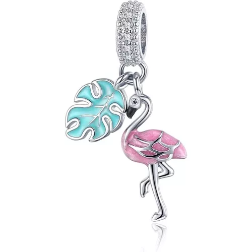 Ezust-flamingo-palmalevellel-fuggo-charm