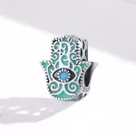 Hamsa kéz (Fatima keze) ezüst charm türkiz zománccal