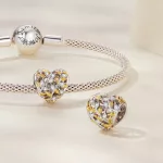 Aranyló Levél Szíve ezüst charm