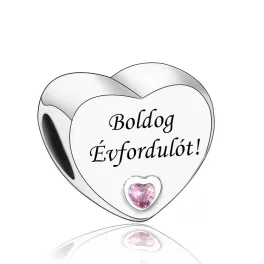 Boldog Évfordulót Ezüst Szív Charm