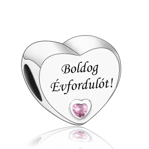 Boldog Évfordulót Ezüst Szív Charm