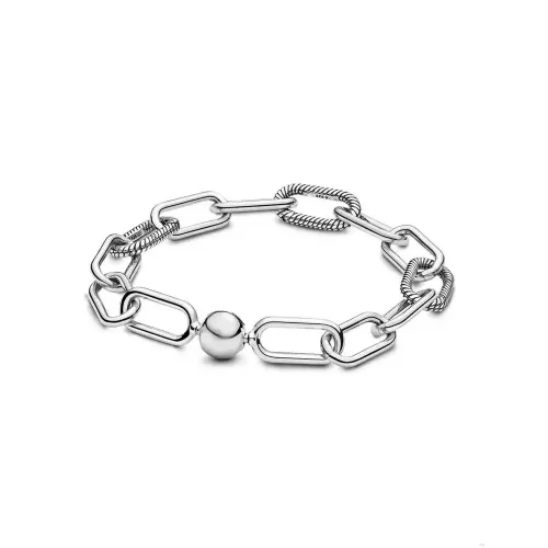 Modern Elegancia – Ezüstözött Láncszemes Karkötő 21 cm