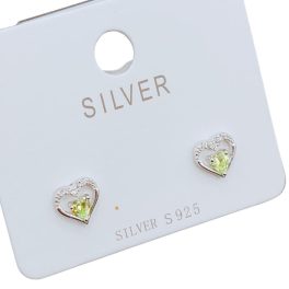 Apró köves elegáns szív alakú ezüst fülbevaló