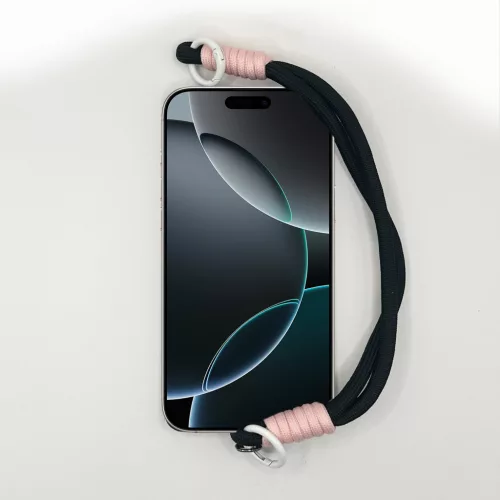 Fekete és Púderrózsaszín Rövid Telefonpánt Csuklóra