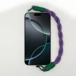 Lila és Smaragdzöld Fonott Rövid Telefonpánt Csuklóra