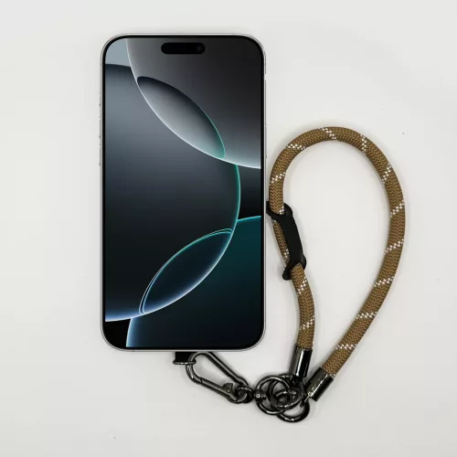 Homokszín Rombuszmintás - Klasszikus Telefon Csuklópánt Karabinerrel