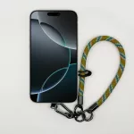 Türkiz-Narancs Szövött - Klasszikus Telefon Csuklópánt Karabinerrel