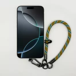   Türkiz-Narancs Szövött - Klasszikus Telefon Csuklópánt Karabinerrel