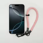 Rózsaszín-Korall Mintás - Klasszikus Telefon Csuklópánt Karabinerrel