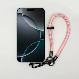   Rózsaszín-Korall Mintás - Klasszikus Telefon Csuklópánt Karabinerrel