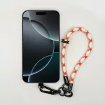 Fehér-Narancs Rombuszmintás - Klasszikus Telefon Csuklópánt Karabinerrel