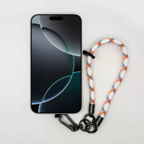 Fehér-Kék-Narancs Mintás - Karabineres Telefon Csuklópánt