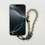 Krém-Barna Szövött - Karabineres Telefon Csuklópánt