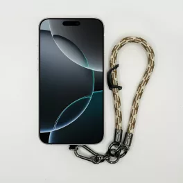 Krém-Barna Szövött - Karabineres Telefon Csuklópánt