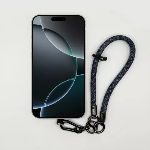 Farmerkék Szemcsés - Karabineres Telefon Csuklópánt