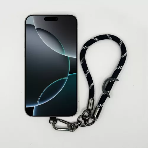 Sötétkék fehér pöttyös - Karabineres Telefon Csuklópánt