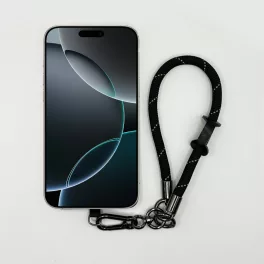 Fekete Fényvisszaverős - Karabineres Telefon Csuklópánt
