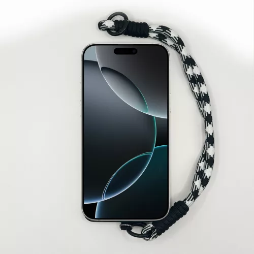 Fekete-Fehér Tyúklábmintás Rövid Telefonpánt Csuklóra