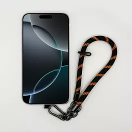   Fekete-Narancs Rombuszmintás - Karabineres Telefon Csuklópánt