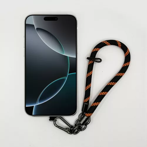 Fekete-Narancs Rombuszmintás - Karabineres Telefon Csuklópánt