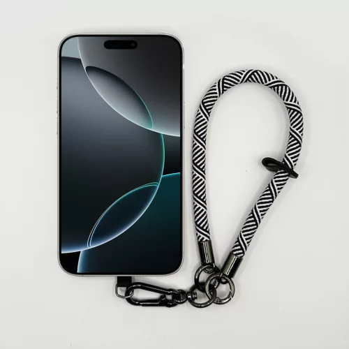 Sötét Lila-Fehér Geometrikus - Karabineres Telefon Csuklópánt