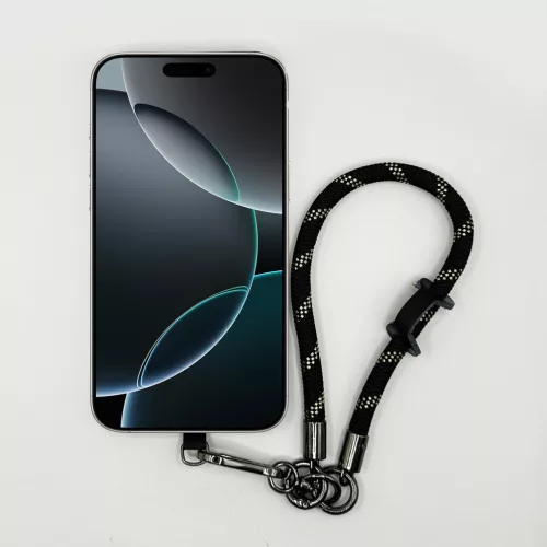 Fekete-Arany Pöttyös - Karabineres Telefon Csuklópánt