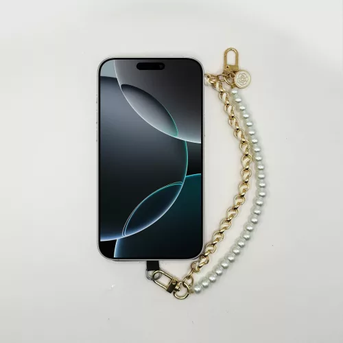 Gyöngy Arany Lánccal - Elegáns Telefon Csuklópánt