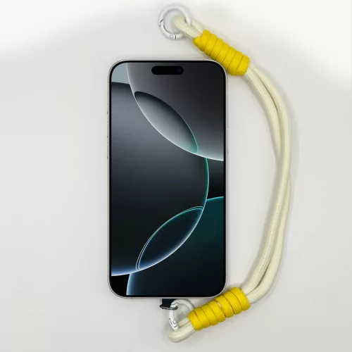 Krémfehér és Napsárga Rövid Telefonpánt Csuklóra