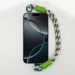 Zöld-Narancs Mintás Rövid Telefonpánt Csuklóra Lime Zöld Díszítéssel